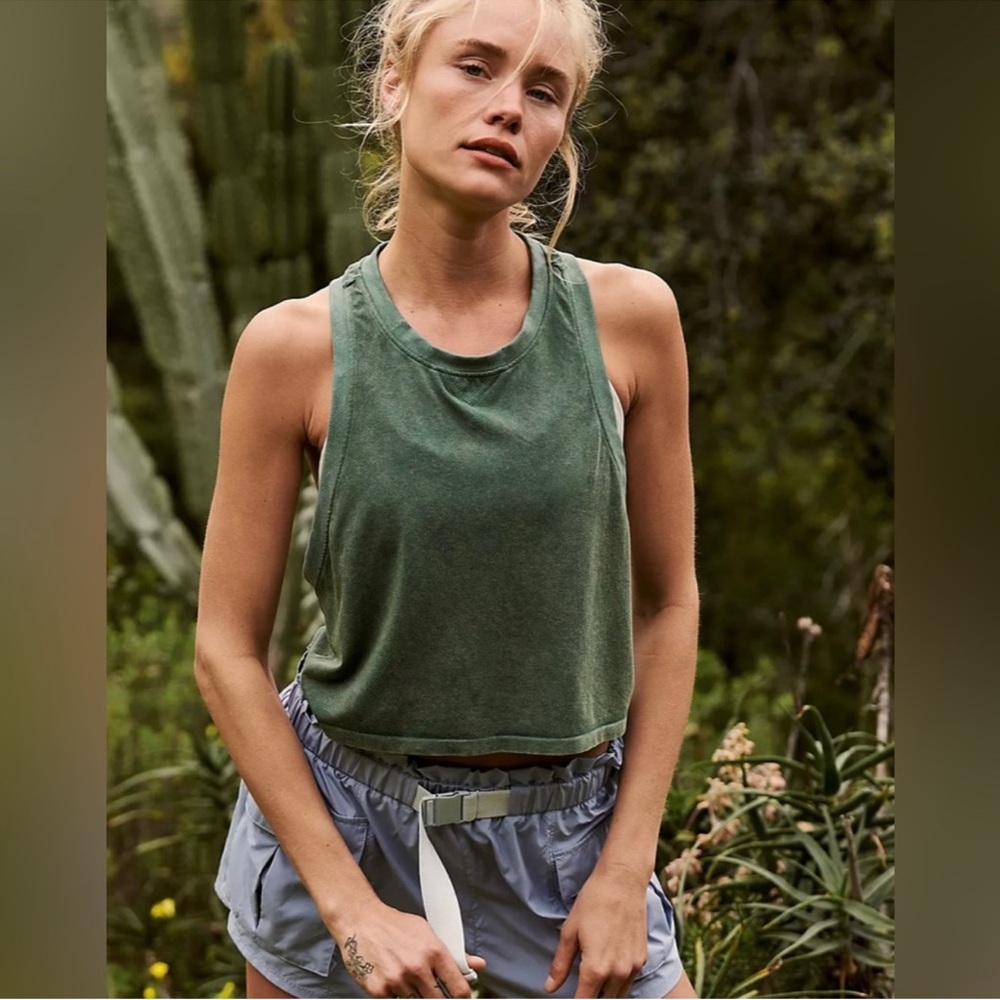 Free People Too Good Tank in Washed Sport Green